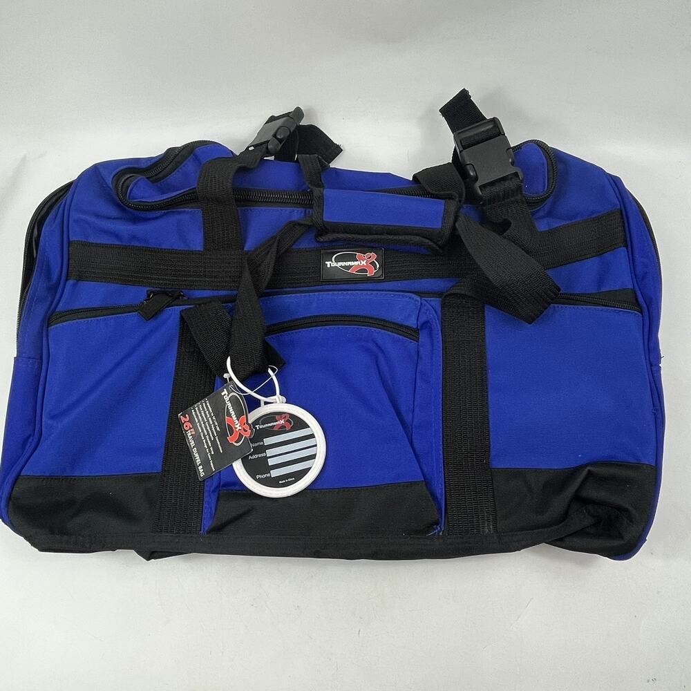 NWT Tournamax 26" Travel Duffel Bag Expandable Gym Weekender Blue Black XL Camp